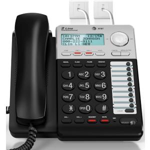 AT&T ML17929 2-Line Corded Speakerphone with Caller ID/Call Waiting, Black - Built-in Speakerphone, 3-Way Conferencing, Headset Compatible