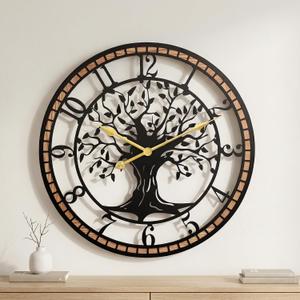 20" Tree of Life Wood and Metal Wall Clock, Rustic Decor
Accent, approx. 3.6 lb, silent movement, hardware included, 1 AA battery not included; fits entryways or kitchens