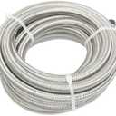 8AN 20Feet Stainless Steel Nylon Braided Fuel Line Hose Oil Gas Hose Oil Line Hose Silver