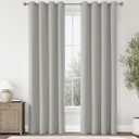 ChrisDowa 100% Blackout Light Grey Solid Curtains 84 Inches Long 2 Panels for Bedroom Living Room,Farmhouse Room Darkening Thermal Insulated Soundproof Grommet Top Window Treatment Drapes,52x84