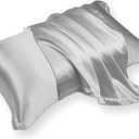 Pillowcase Ice Silk Pillow Covers King Size Set of 2, Silver Grey Silky Cooling Pillow Case 20"x36", Soft and Comfortable for Hair and Skin with Flanged Design Pillowcase