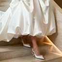 DREAM PAIRS Women Slingback Kitten Heels, Pointed Toe 2.17 Inch Low Bow Dress Shoes All Day Wear Comfortable Formal Wedding Pumps (Size 8, White)