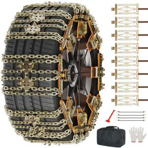 LILYPELLE Upgraded Snow Chains 8 Pack, Tire Chains for Cars/SUVs/Pickup Trucks, Emergency Anti Slip Tire Traction Chains for Tire Width 215-285mm