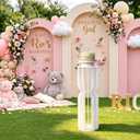 Hourglass-Shaped Cake Stand with Cylinder Pedestal, Large White Round Plinth for Weddings, Birthdays, Baby Showers & Party Decor