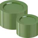 I00000 200 Pcs Green Plastic Plates, Green Disposable Plates Include 100 Dinner Plate 10 and 100 Dessert Plate 7 Perfect for Birthday, Party & Wedding