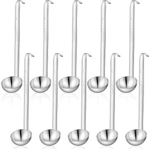 10 Pcs Stainless Steel Ladle 2 oz Soup Ladle with 10" Long Handle Spoon Heavy-Duty Metal Spoon Sets Serving Ladles for Serving, Cooking, Gravy, Portioning, Stirring