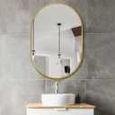 Bathroom Mirror for Wall, 36''x24'', Gold Oval Mirror for Bedroom Entryway Bathroom, Metal Framed Vanity Mirror(36''x24'', Gold)