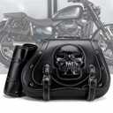 Motorcycle Saddlebag, 30L Leather Waterproof Side Saddle Bags with Cup Holder, Universal Powersports Saddlebags for Harley Davidson Sportster Dyna Softail Honda Shadow Rebel Yamaha Vulcan
