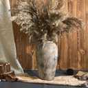 12 Inch Ceramic Rustic Farmhouse Vase, Handmade Pottery Flower Vases for Home Decor, Brown Ceramic Vase for Living Room, Table Centerpieces & Shelf Decor, Wedding Gifts