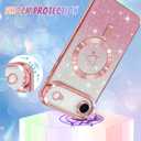 Bonoma Compatible with iPhone Air Case 2025 Support for MagSafe, Plating Heart Glitter Magnetic Case TPU Camera Protection Back Cover for Phone Case -Pink