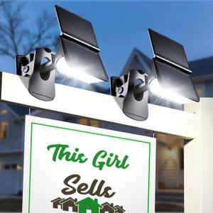 2 x LUHLEE Solar Sign Lights Outdoor, Clip On Solar Light for Real Estate Signs, 65 LED 6000K Bright White, 270° Wide Angle, IP65 Waterproof, Dusk to Dawn Auto On/Off (2)