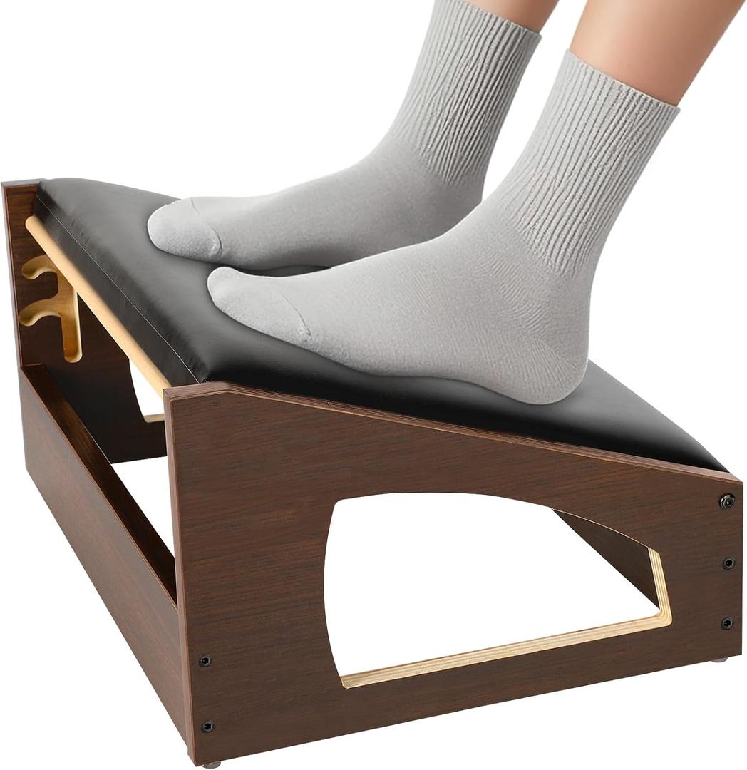 Ergonomic Foot Rest, 4 Adjustable Height Foot Stool,Footrest Under Desk Soft Cushions, Foot Rest Office,Improving Posture, Promoting Blood CirculationEspresso