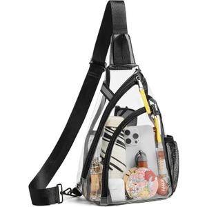 Shrrie Clear Bag for Stadium Events Transparent Crossbody Bag Clear Purse for Women&Men-Stadium Approved, Concerts&Sports (2-2 Black)
