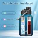 Konokyo Half Gallon Jug with Handle,64 oz Insulated Water Bottle with Carrying Pouch,Double Wall Vacuum Stainless Steel Metal Bottle,Indigo Black