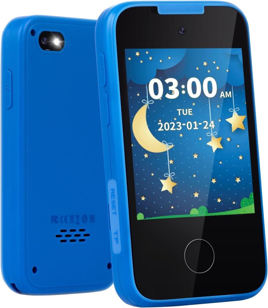 Kids Phone Gifts and Toys for 3-8 Year Olds Boys, Toy Phone with Dual Camera, MP3 Music Player, Games, Habit Tracker Touchscreen Toddler Phone Learning Toy Birthday Gifts for Girls Age 3 4 5 6 7 8 (Blue)