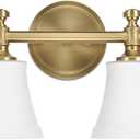 Bathroom Vanity Light Fixtures, Traditional Aged Brass 4 Lights Wall Sconce Lighting with Opal Glass Shade, Porch Wall Mount Light Fixture for Bathroom, Mirror Cabinets Hallway Stairs
