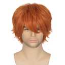 3 x Men Short Straight Orange Wig Anime Cosplay Wig for Halloween Party