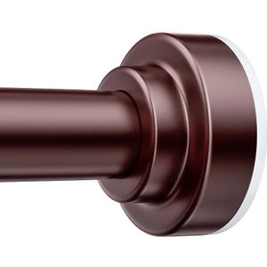 TEECK Shower Curtain Rod, 27-76 inch Adjustable Spring Tension Curtain Rod, Never Rust Anti-Slip Shower Curtain Rod for Bathroom, No Drilling, Never Collapse, Easy to Use, Brown