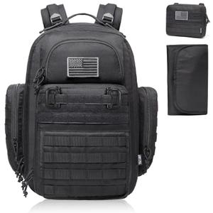 Diaper Bag Backpack for Dad, DBTAC Large Baby Nappy Bag for Men w/Changing Mat, Insulated+Wipe Pockets, Stroller Straps, Black