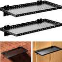 Garage Wall Shelving 2-Pack, 24"x12" Wall Mounted Shelves, Black | Heavy Duty, Metal Garage Shelving Wall Mounted, for Garage & Workshop Storage, Total 200 lbs Load Capacity