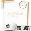 Est. 2026 Elegant Guest Book with 100 Blank Pages — Linen Gold-Foiled Guestbook to Sign for Special Events: Wedding, Baby Shower, Birthday Party — Hardcover Guest Book to Insert Photos & Polaroids