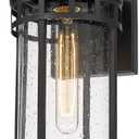 Outdoor Wall Sconce, Farmhouse Outdoor Wall Lantern with Seeded Glass ,Waterproof Exterior Lighting Fixture, Anti-Rust lamp Light for Patio Yard House Hallway Doorway Garage (Black,14.93 Inch Height)