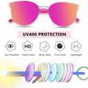 Retro Round Sunglasses for Women, Pink Sunglasses Womens with Classic Trendy Frame Sunnies Shades UV400 Blocking (Pink+light Blue)