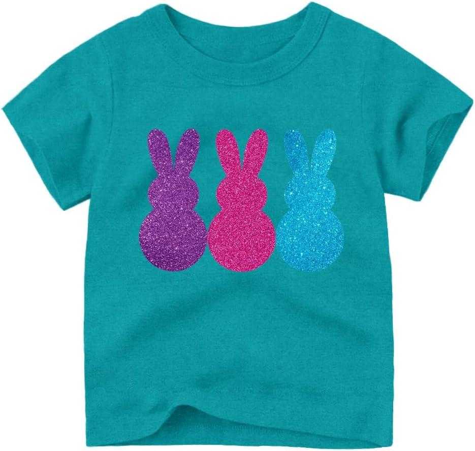 Toddler Easter Shirt: Boys Girls Cute Bunny Tshirt Kids Happy Easter Rabbit Tee Shirts (3T, Cyan)