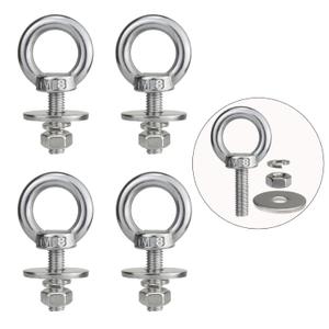 M8 Stainless Steel Eye Bolts with Nuts 4 Pack, 5/16" x 1" Lifting Ring Eye Bolt for Tire Swing Boat (Metric M6 M14 x 1 2 4 6 inch), Threaded Shoulder Eyebolts Hang Tie Down Outdoor