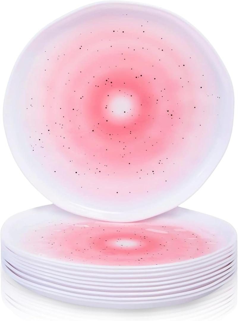 Silver Spoons Lava Collection White Hammered Plastic Salad Plates with Blush Mist Finish - 9" (Pack of 10) - Perfect for Weddings, Parties & Special Occasions