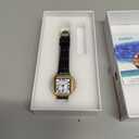 Classic Square Watches for Women with Roman Numerals Ladies Casual Dress Watch (Black-Gold)