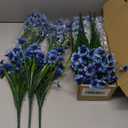 Outdoor Artificial Fake Flowers,24 Bundles UV Resistant Faux Outdoor Plastic Flower Plants for Outside Indoor Decorations(Blue)
