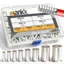 mankk 166PCS Wire Ends Ferrules Kit, 8 Sizes AWG(1/0 2/0 2 4 6 8 10 12) Silver Plated Copper Assortment Electrical Wire Crimp Connectors Terminals