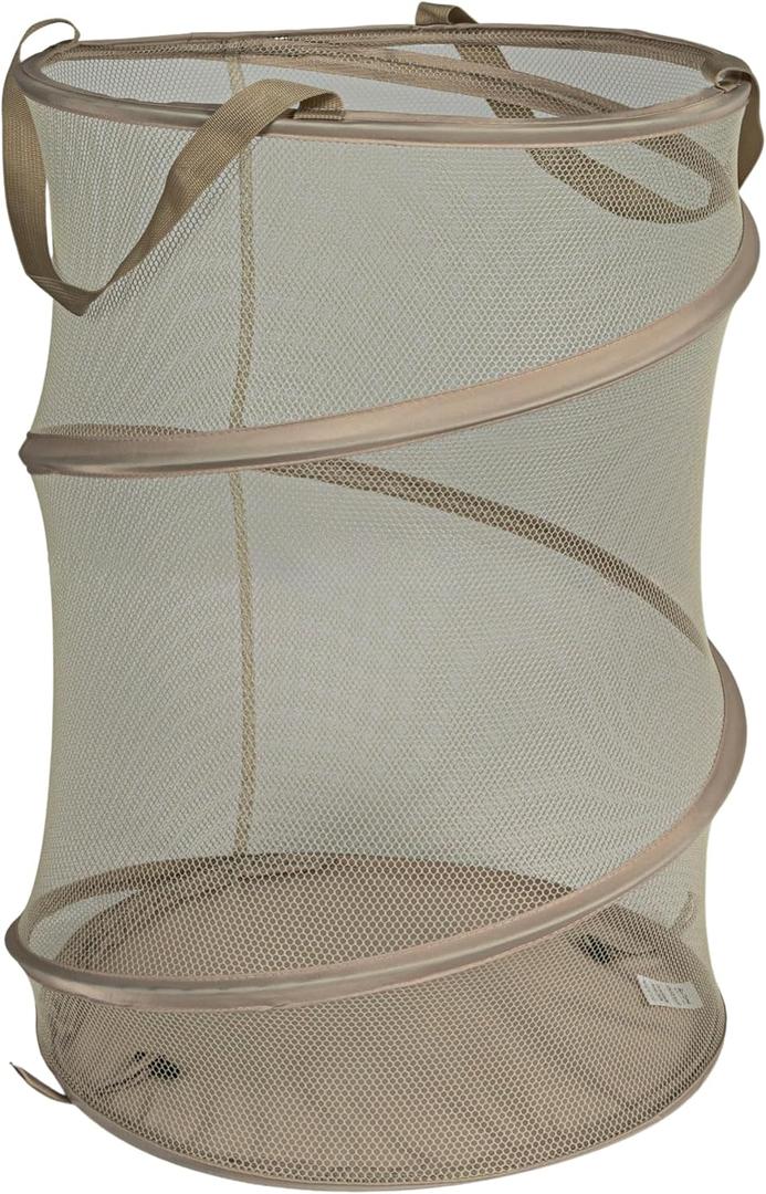 Household Essentials Pop-Up Mesh Laundry Hamper, Beige