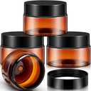 Patelai 4 Pieces Round Wide-mouth Leak Proof Plastic Container Jars with Lids for Travel Storage Makeup Beauty Products Face Creams Oils Salves Ointments DIY Making(1 Ounce,Amber)