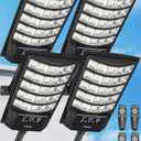 Gefolly Solar Street Lights Outdoor, 6500K Commercial Parking Lot Light Dusk to Dawn, IP68 Security Flood Lights with Motion Sensor Led Lamp for Warehouse, Road, Garden-4Pack