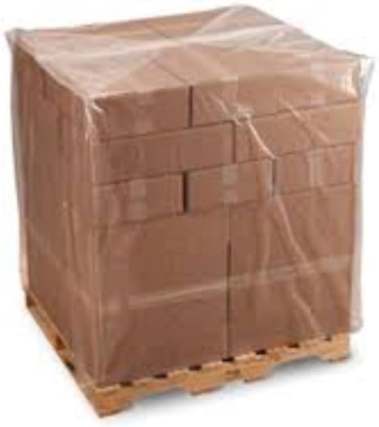 Farm Plastic Supply - Clear Pallet Covers 50 Pack- Heavy Duty Construction Grade Strength Pallet Bags, Polyethylene Pallet Bags, Outdoor Protection, and Pallet Storage (55'' x 53'' x 75'')