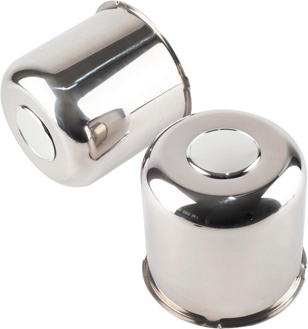 2Pcs 5.15" Push Through Wheel Center Caps Stainless Trailer Hub Cap for Truck SUV RV Wheel Rim (Fit 5.15" Bore 4.95" H Chrome)