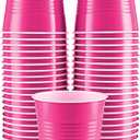 Disposable Cups, Bright Pink 18-Ounce Plastic Party Cups, Strong and Sturdy for Wedding, Christmas, Halloween, 50 Pack