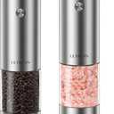 Ultrean Salt and Pepper Grinder Set, Rechargeable Salt and Pepper Shakers, 6 Adjustable Coarseness, LED Light, Kitchen Gadget Cooking Gifts Valentines Day Gifts for Him Her Mom Dad, Stainless Steel (Classic Silver)
