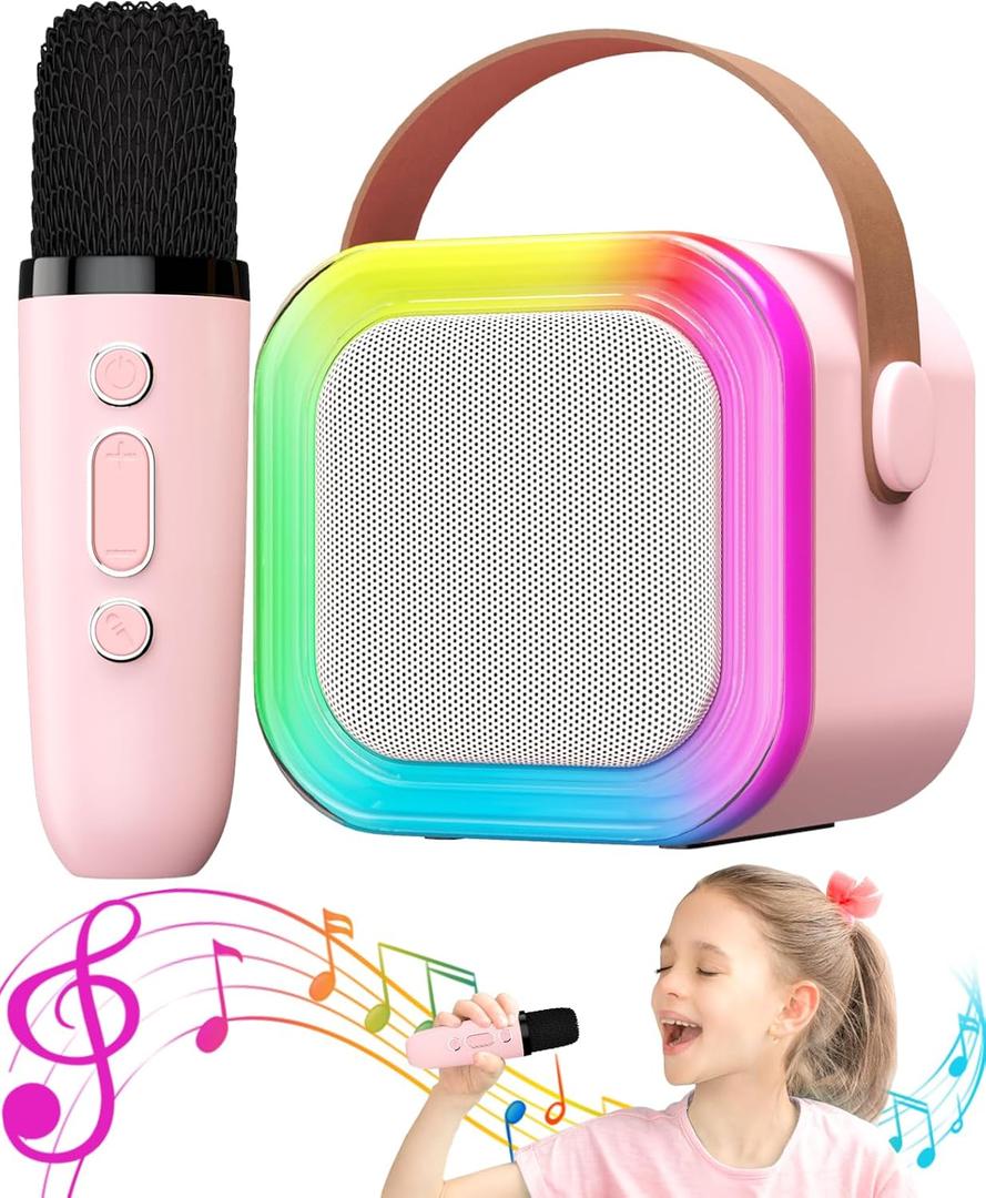 Karaoke Machine for Kids Microphone Gifts for Teen Girls Toys Age 6-8 for Kids 4 5 7 9 6 8 10 Year Old Christmas Birthday Gift Ideas (Pink)