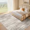Area Rug Living Room-9X12 Abstract Washable Rug Dark Brown
