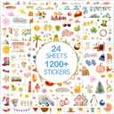 Slapaflife Planner Stickers (24 Page, 1000+ Stickers, Multicolor, Paper, Vintage Style, Holiday & Seasonal Themed, Planner & Scrapbook Accessories)