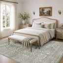Large 9x12 Area Rugs for Living Room, Vintage Green Washable Rugs