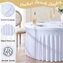 Outpain 6 Pack White Round Spandex Tablecloths for 60in Tables, 120Inch Stretchy Fitted 5FT Round Table Clothes,Wrinkle Free Table Cover with Skirt for Wedding Party Dining Banquet