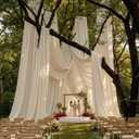 4 Panels 5ftx30ft Beige Ceiling Drapes for Wedding Parties, 60"W x 360"L