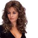 DIGAO Mid-Point Wave Wig,Mixed Brown Wigs,Brown Mixed Blonde Wig,Long Curly,With Bangs Shoulder Length Wigs For Women Wavy Synthetic Mixed Brown Wigs Mid-Length Wigs For Daily Wear( 19In )