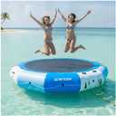 10/12/15FT Inflatable Water Trampoline for Lake, Floating Water Trampoline with Rope Ladder and Mooring Ropes Without Pump Blue (10FT Blue-White)