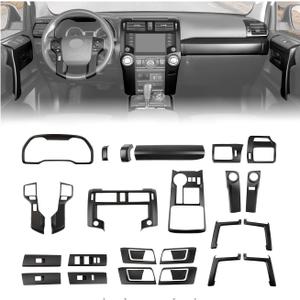 28Pcs Interior Trim Kit Cover Fit for 2020-2023 Toyota 4Runner, Dashboard Side Air Vents Gearshift Air Conditioning Control Panel Window Lift Panel Inner Door Handle Bowl Cover(Matte Black)