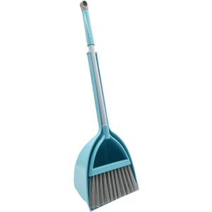 Kids Broom and Dustpan Set-Mini Dustpan and Broom for Children Housekeeping Pretend Play Cleaning Tools Set (Blue)